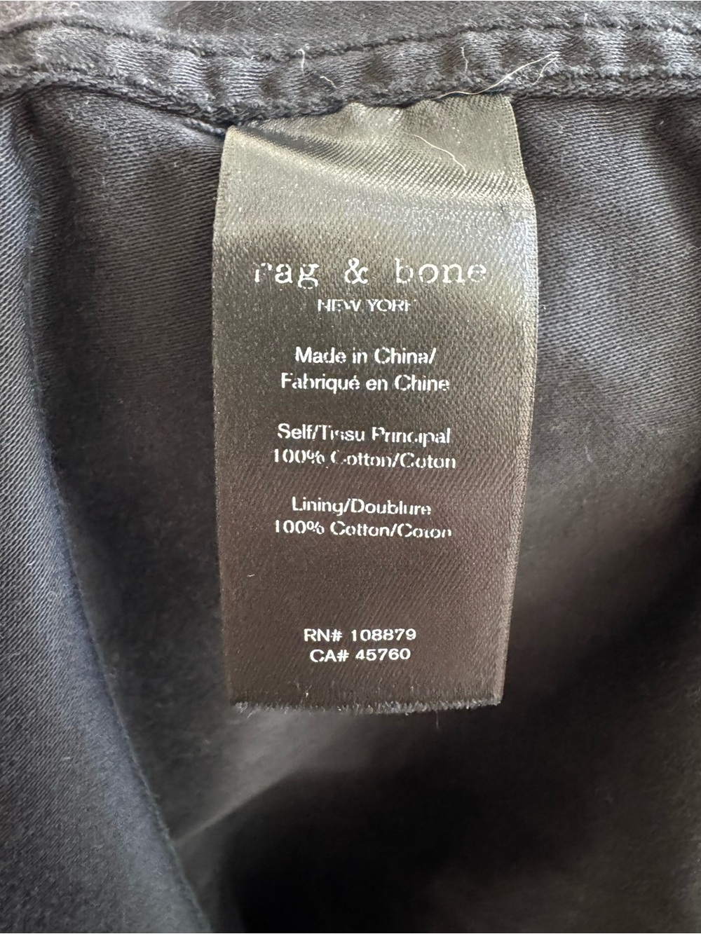 rag & bone New York Black M65 Military Field Jacket Cotton Packable Hood Size L - Picture 8 of 8